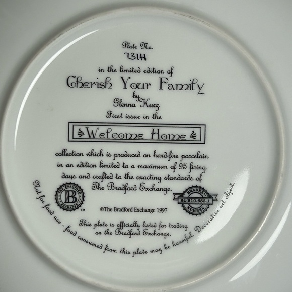 🌻Vintage 1997 Bradford Exchange Plate “Cherish Your Family” Glenna Kurz 8” - Picture 13 of 16